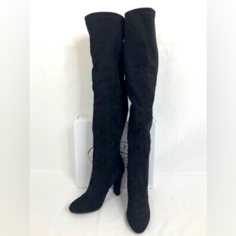 Steve Madden Over The Knee Black Heels - Suede
